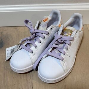 adidas Kids White and Lavender Sneakers